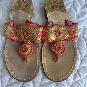 Jack Rogers Gold and Coral Sandals